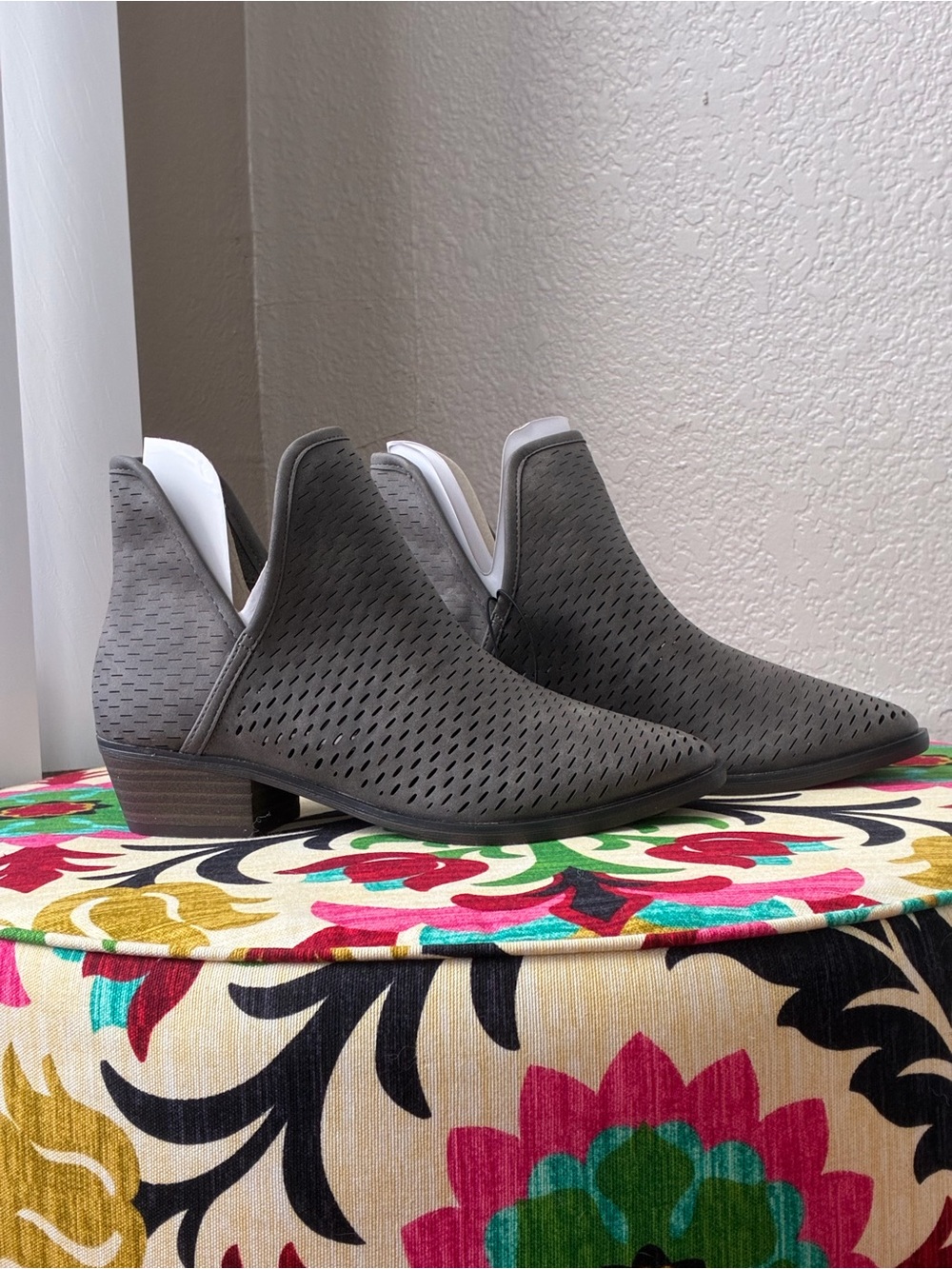 Merona Charcoal Perforated Pointed Ankle Booties